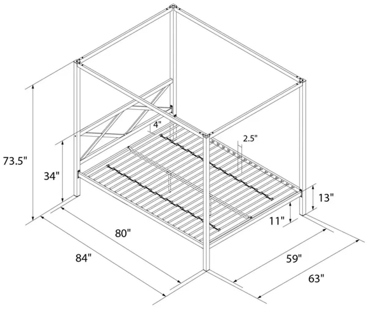 Remna Queen Metal Canopy Bed