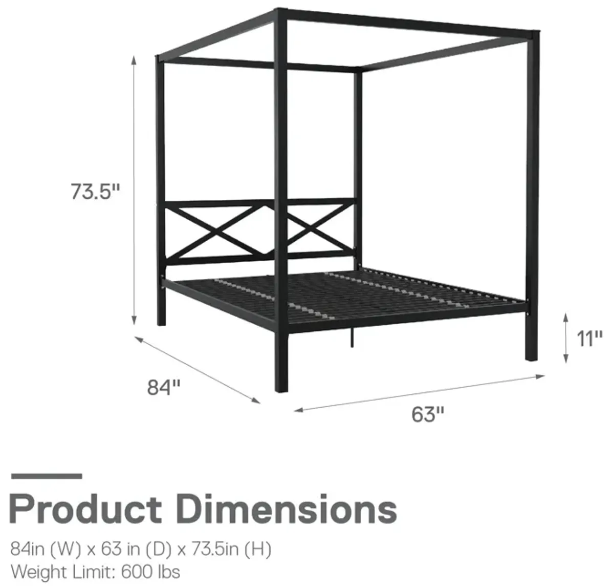 Remna Queen Metal Canopy Bed