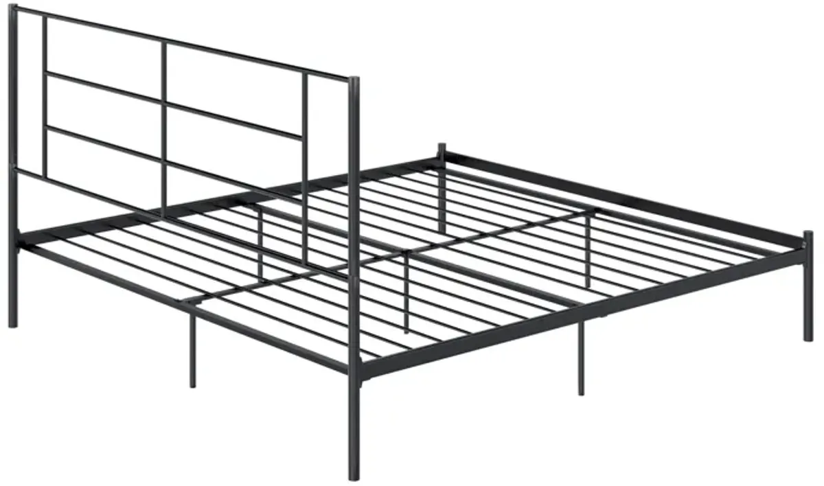 Praxis Metal Bed with a Geometric Headboard