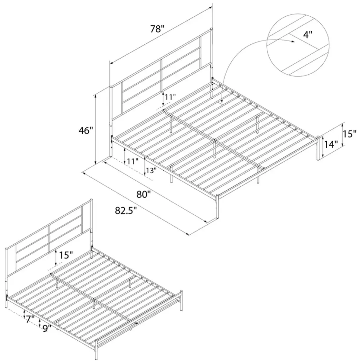 Praxis Metal Bed with a Geometric Headboard