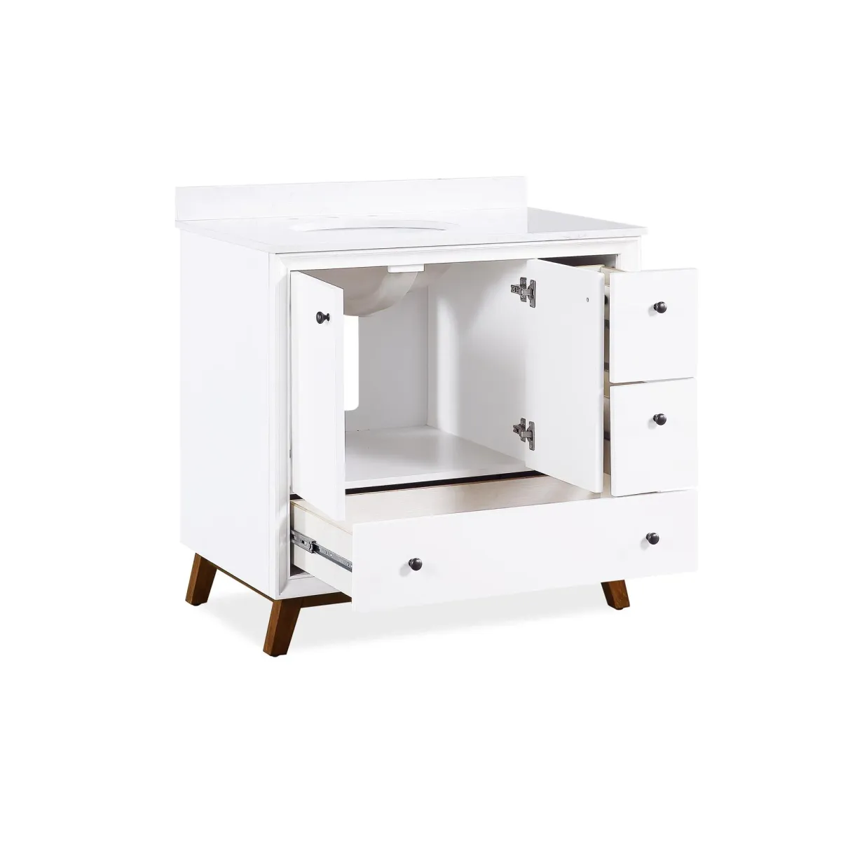 Bleeker Solid Wood Bathroom Vanity with Pre-Installed Oval Porcelain Sink