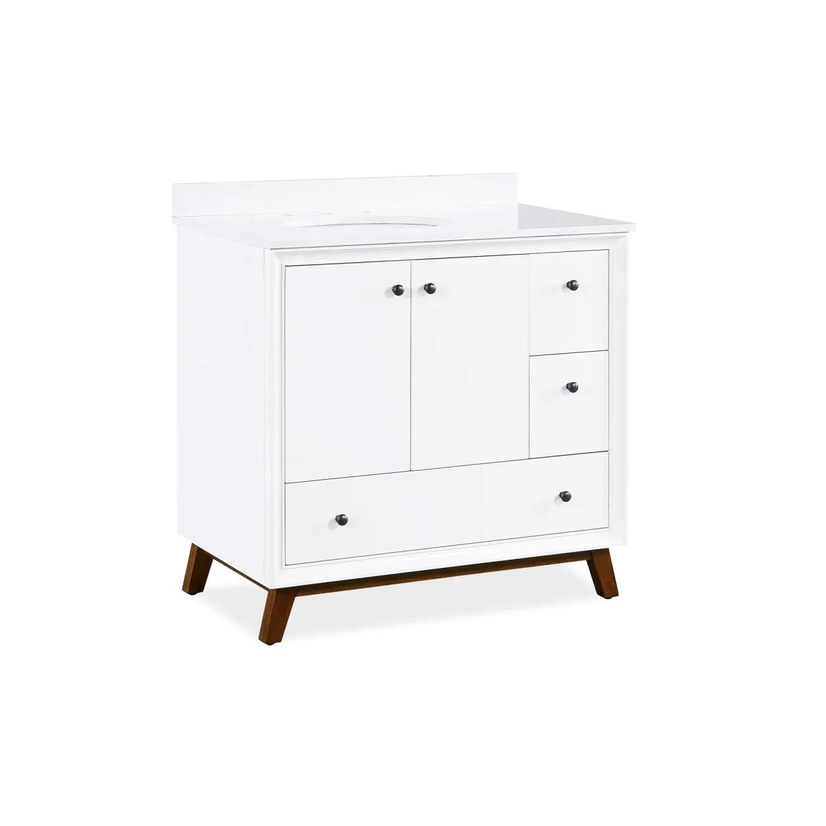 Bleeker Solid Wood Bathroom Vanity with Pre-Installed Oval Porcelain Sink