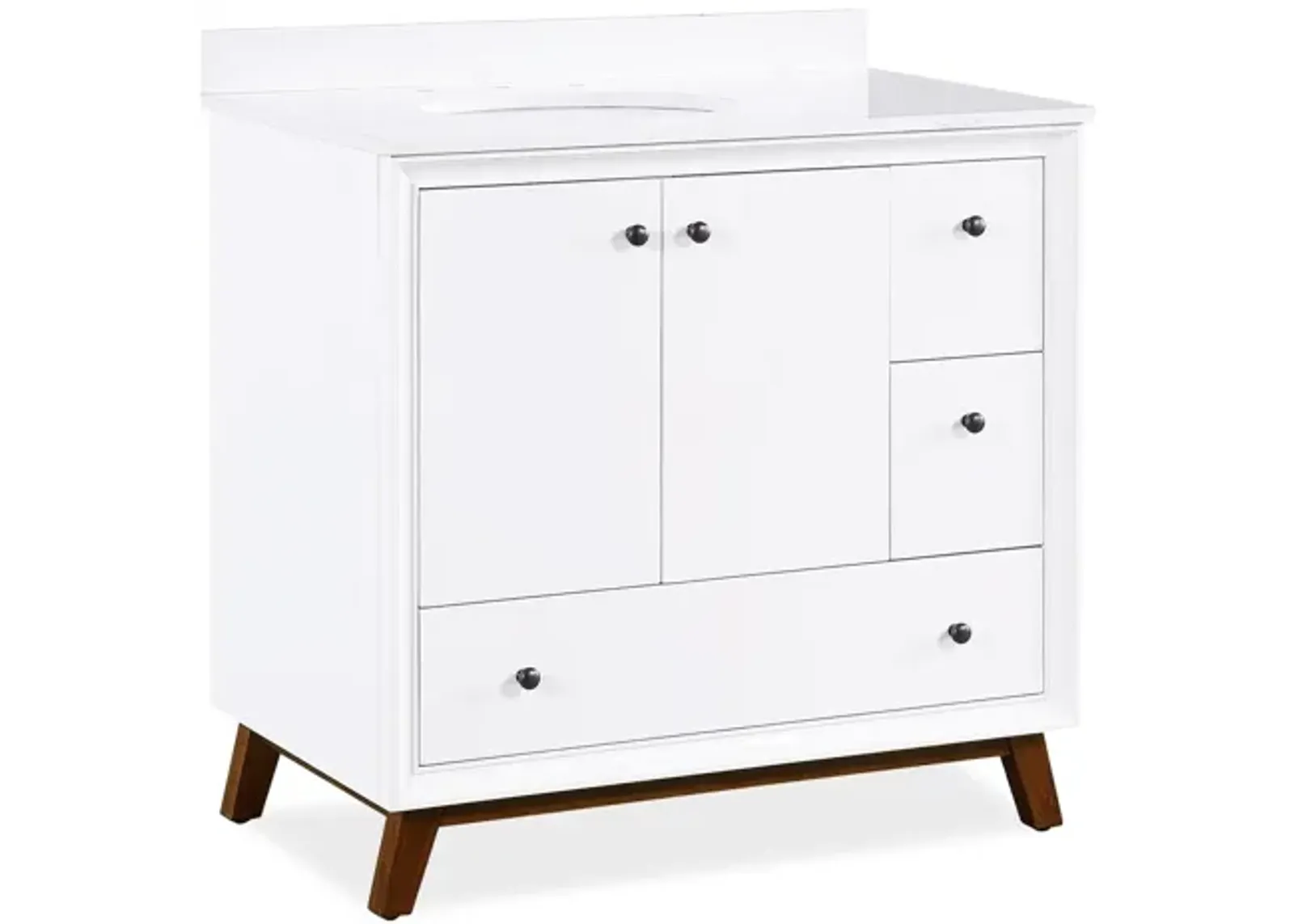 Bleeker Solid Wood Bathroom Vanity with Pre-Installed Oval Porcelain Sink