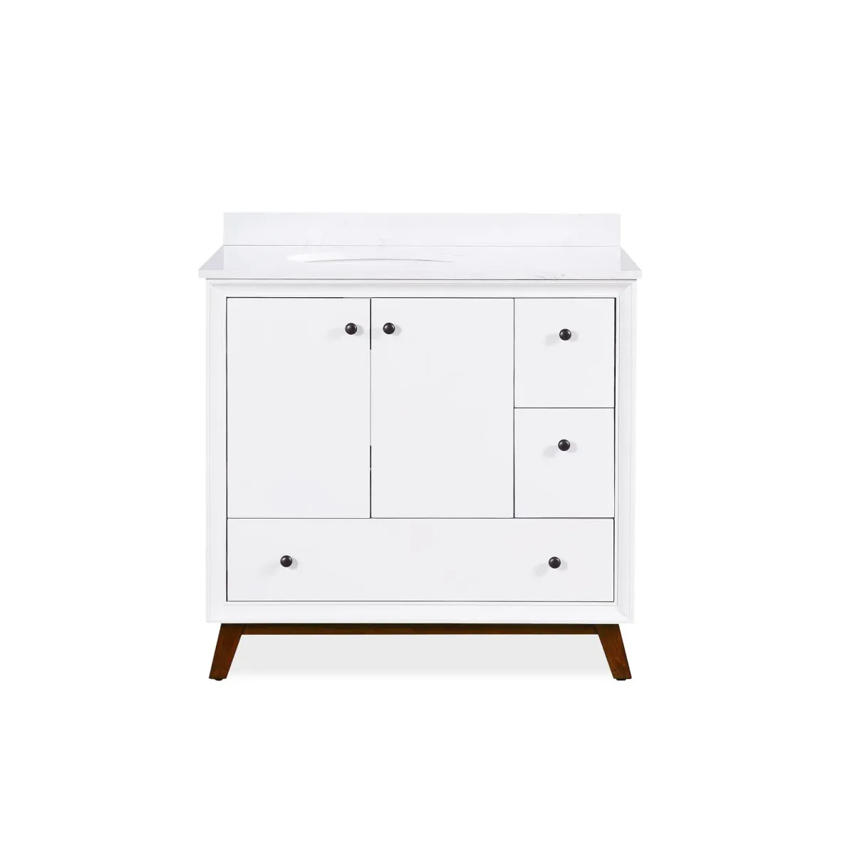 Bleeker Solid Wood Bathroom Vanity with Pre-Installed Oval Porcelain Sink