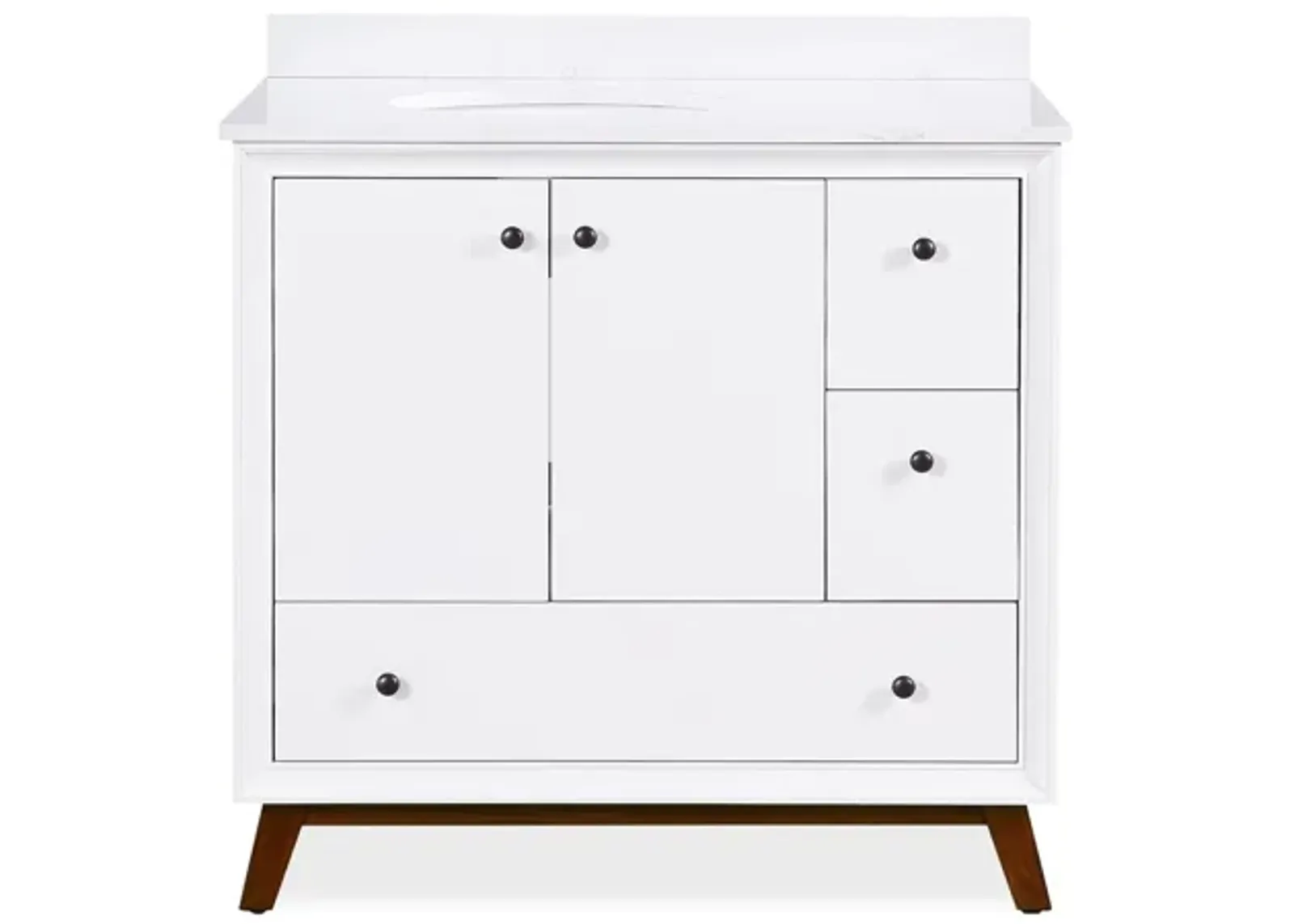 Bleeker Solid Wood Bathroom Vanity with Pre-Installed Oval Porcelain Sink