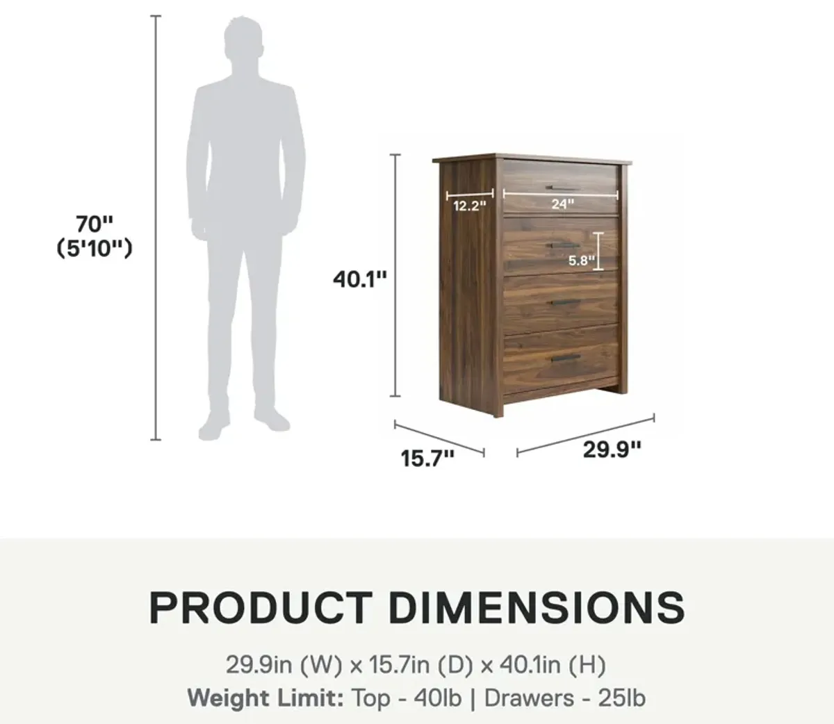 Brookshore Tall 4-Drawer Dresser