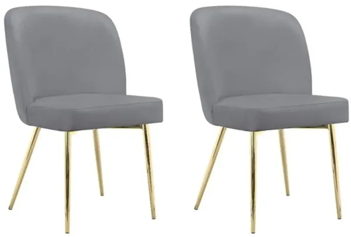 Trina Dining Chair with Chrome Plated Gold Legs, Set of 2