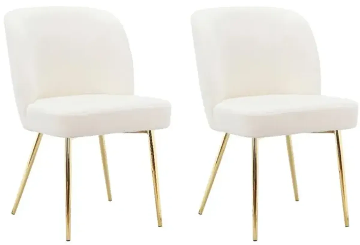 Trina Dining Chair with Chrome Plated Gold Legs, Set of 2