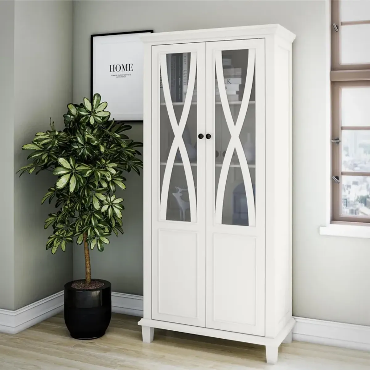 Ellington Tall Accent Cabinet with Glass Doors