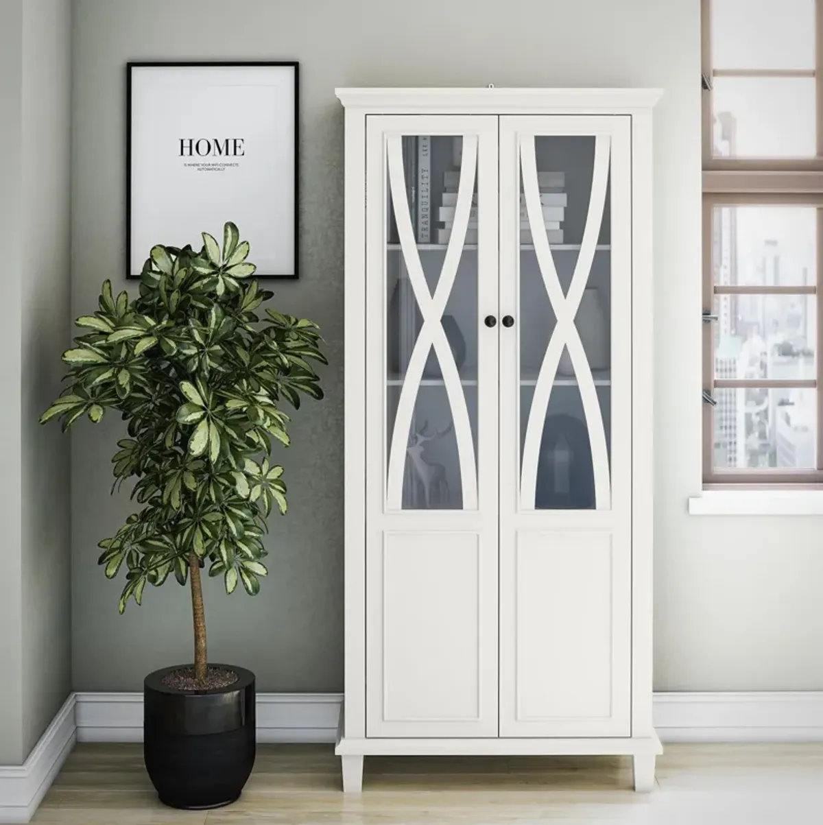 Ellington Tall Accent Cabinet with Glass Doors