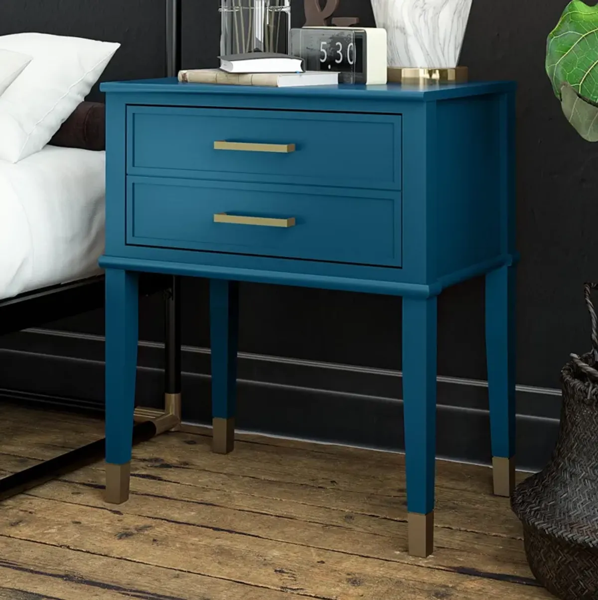 Westerleigh 2 Drawer Nightstand with Gold Accents