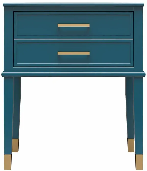 Westerleigh 2 Drawer Nightstand with Gold Accents