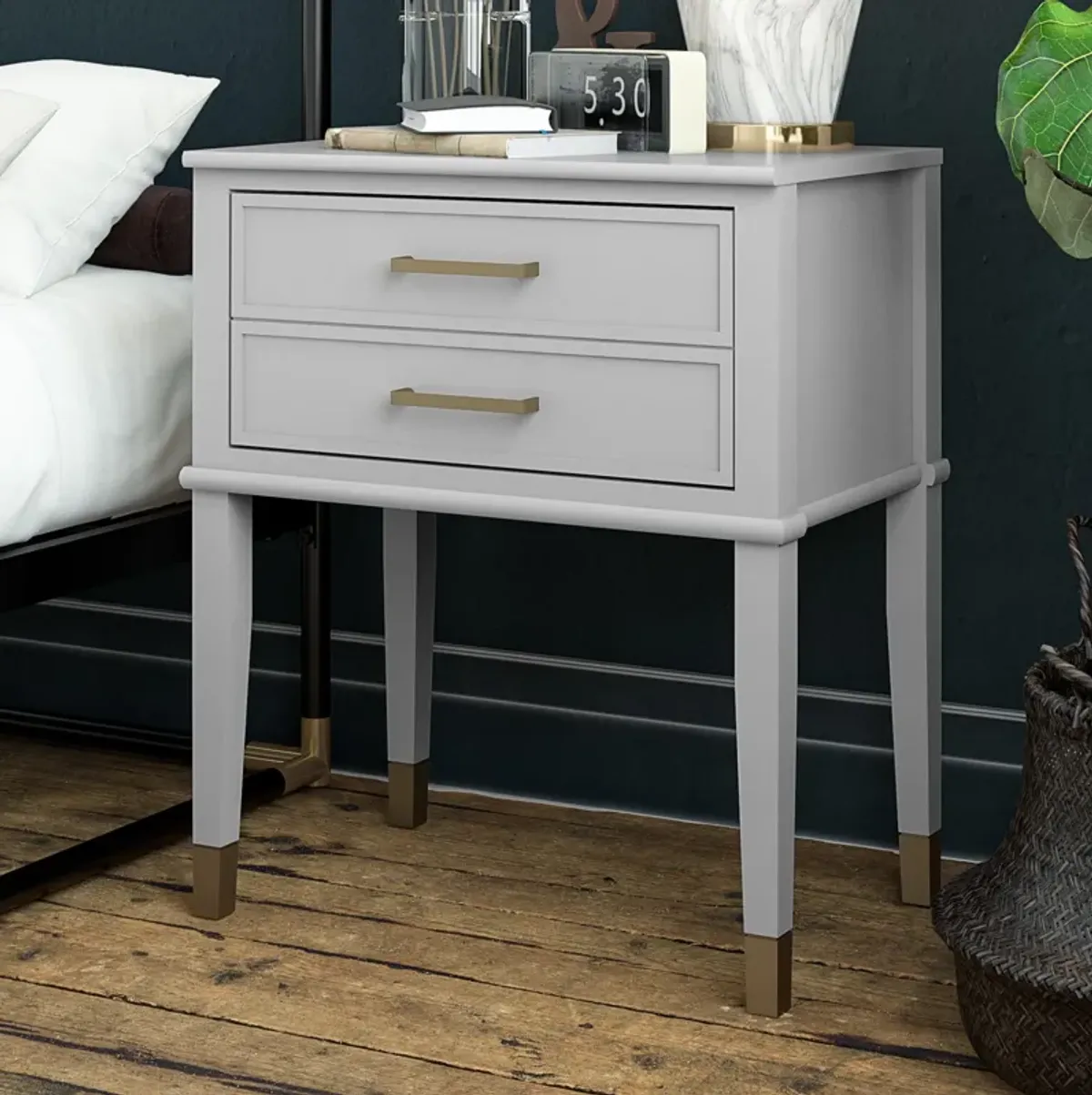 Westerleigh 2 Drawer Nightstand with Gold Accents