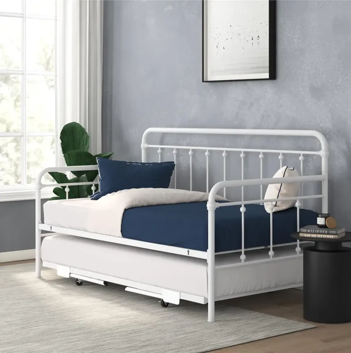 Locky Metal Daybed with Pop Up Trundle Bed