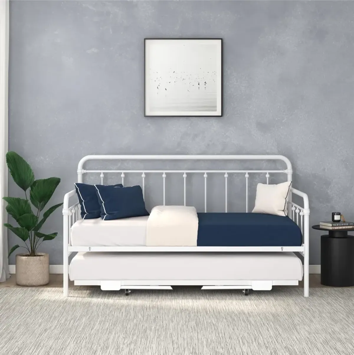 Locky Metal Daybed with Pop Up Trundle Bed