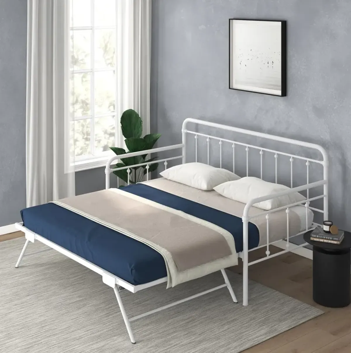 Locky Metal Daybed with Pop Up Trundle Bed