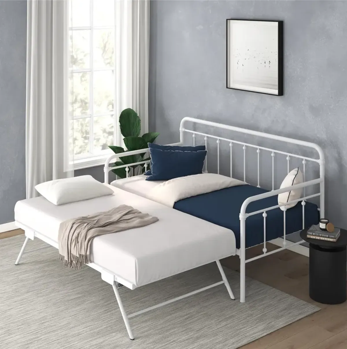 Locky Metal Daybed with Pop Up Trundle Bed