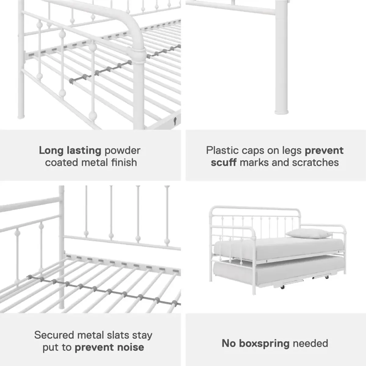 Locky Metal Daybed with Pop Up Trundle Bed