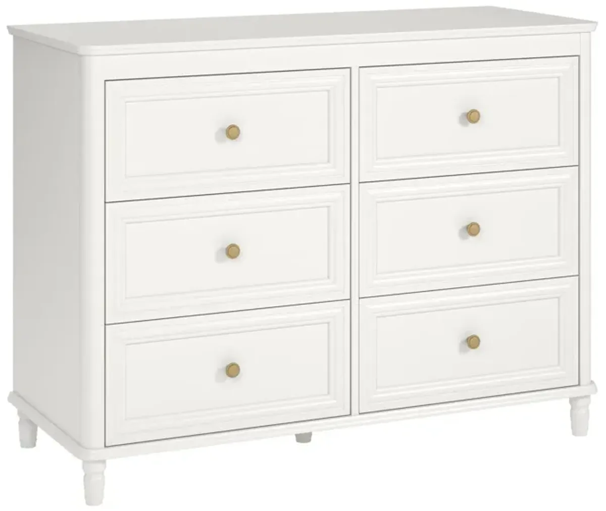 Piper Painted 6 Drawer Dresser with Solid Wood Spindle Feet