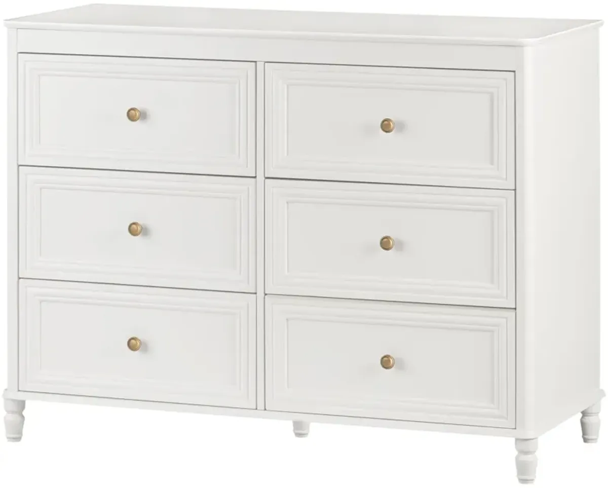 Piper Painted 6 Drawer Dresser with Solid Wood Spindle Feet