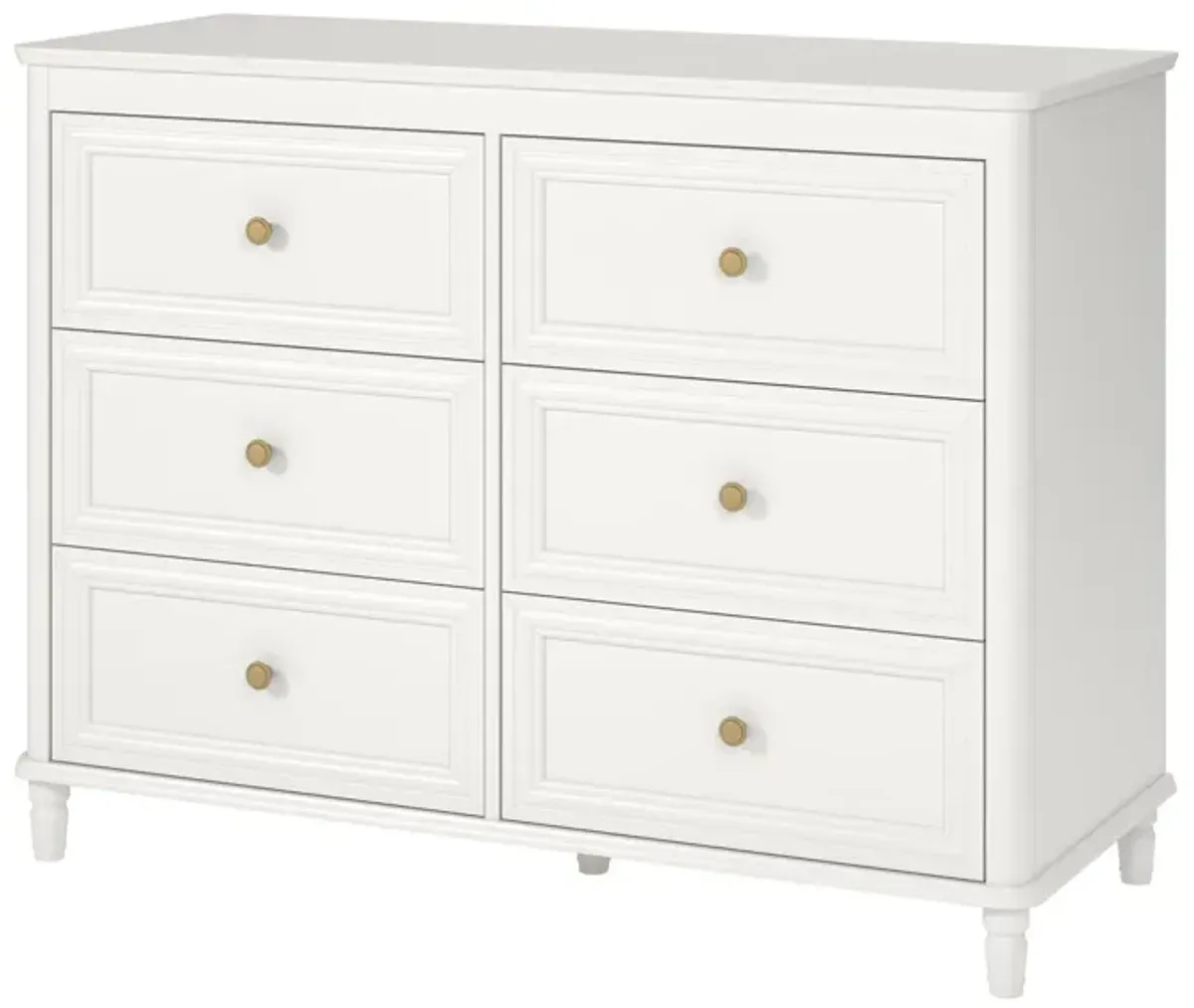 Piper Painted 6 Drawer Dresser with Solid Wood Spindle Feet