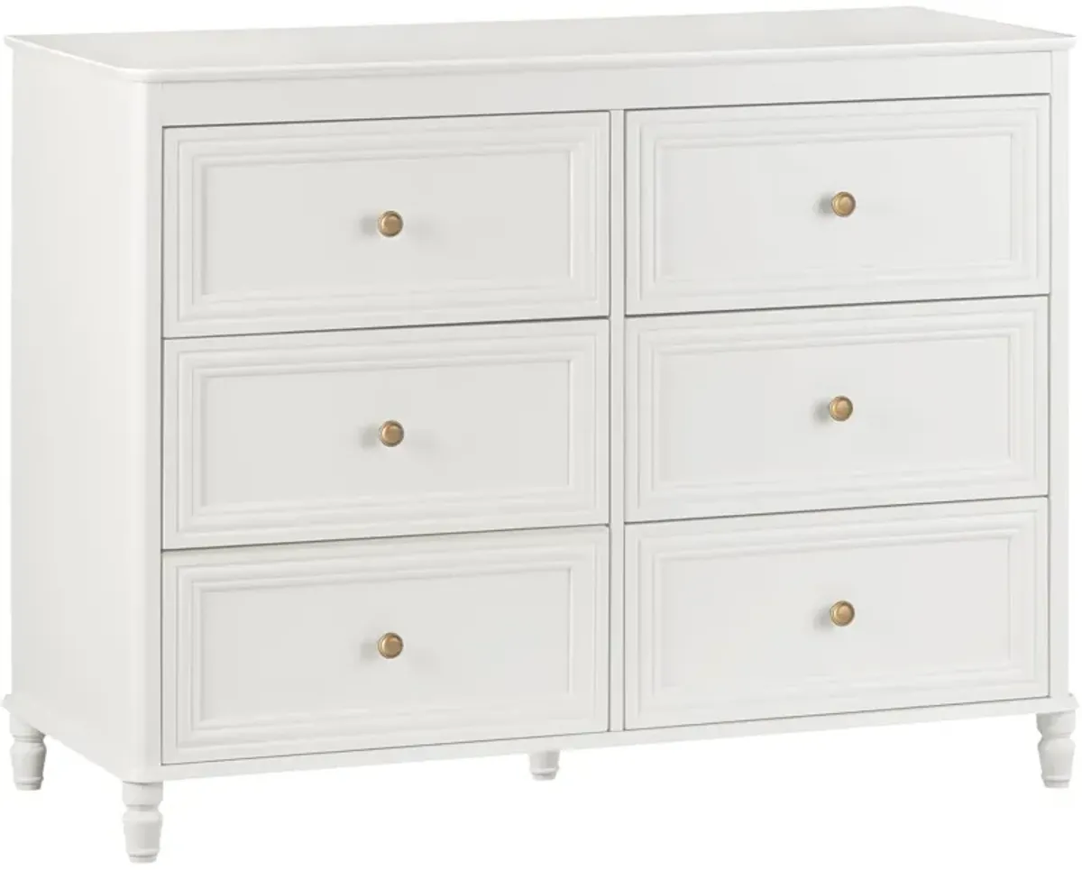 Piper Painted 6 Drawer Dresser with Solid Wood Spindle Feet