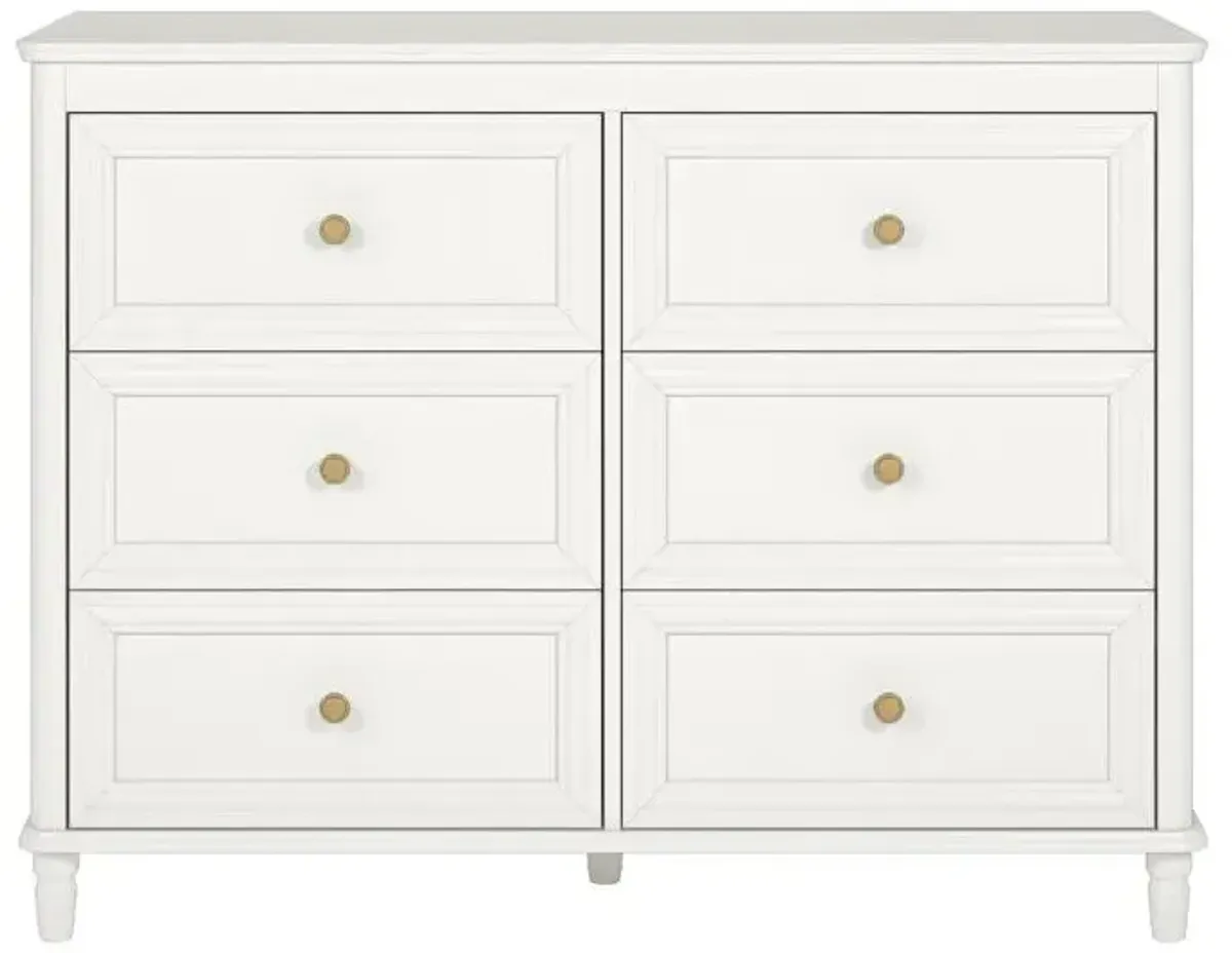 Piper Painted 6 Drawer Dresser with Solid Wood Spindle Feet