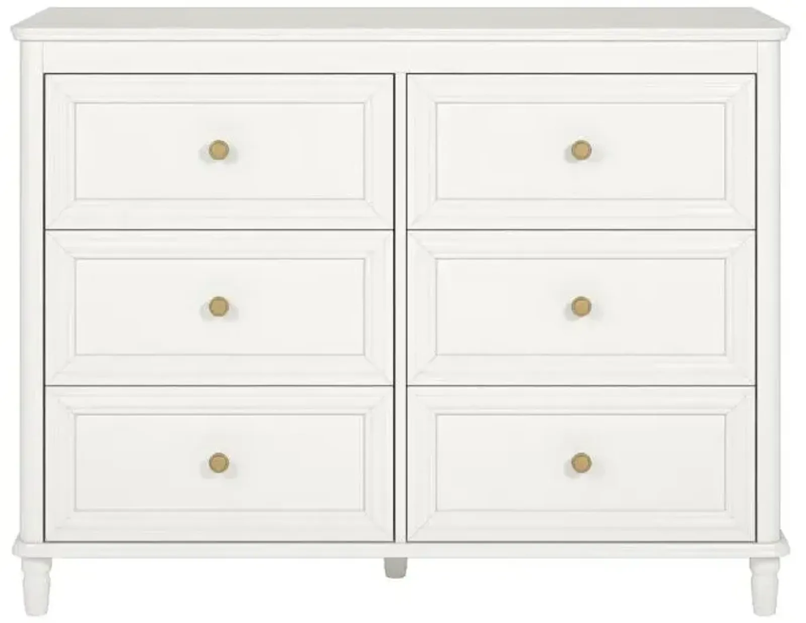 Piper Painted 6 Drawer Dresser with Solid Wood Spindle Feet