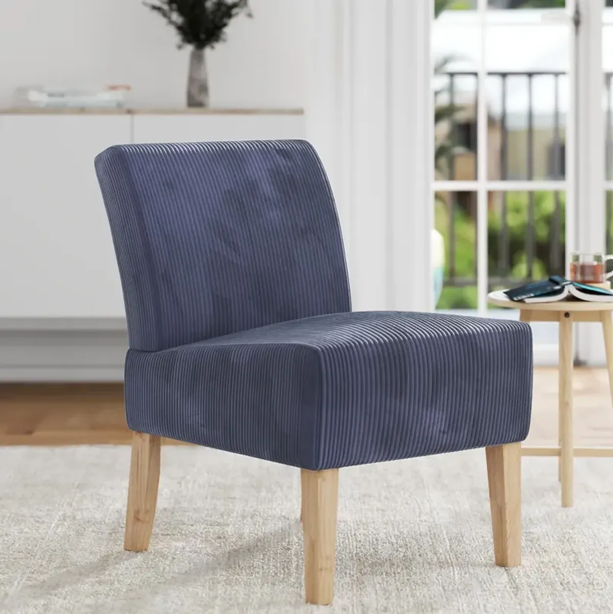 Hazen Armless Upholstered Corduroy Accent Chair