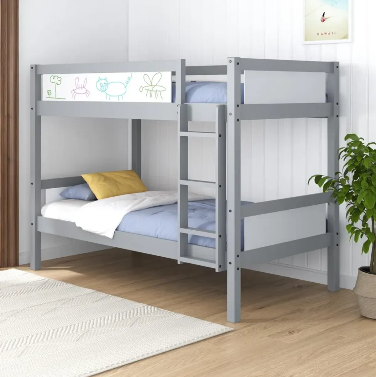 Adrian Twin over Twin Wood Bunk Bed with Integrated Ladder