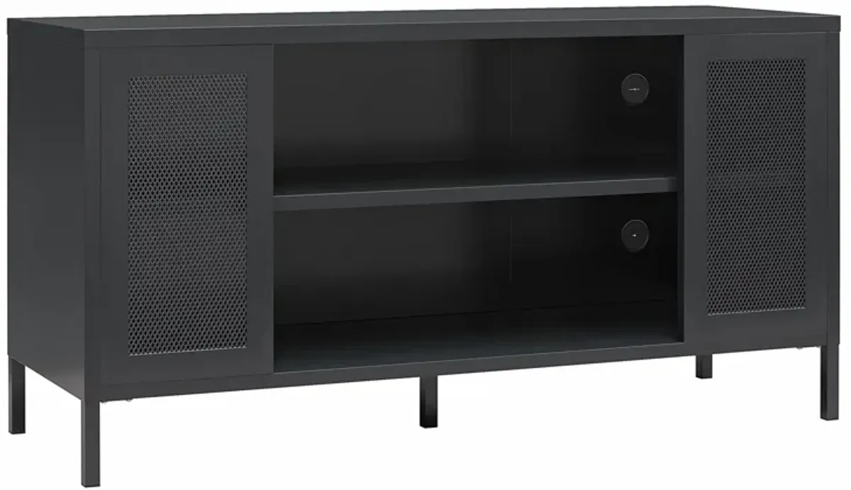 Shadwick Metal TV Stand for TVs up to 50" with Perforated Metal Mesh Accents