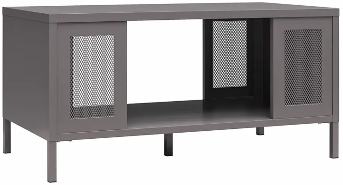 Shadwick Metal Coffee Table with Perforated Metal Mesh Accents