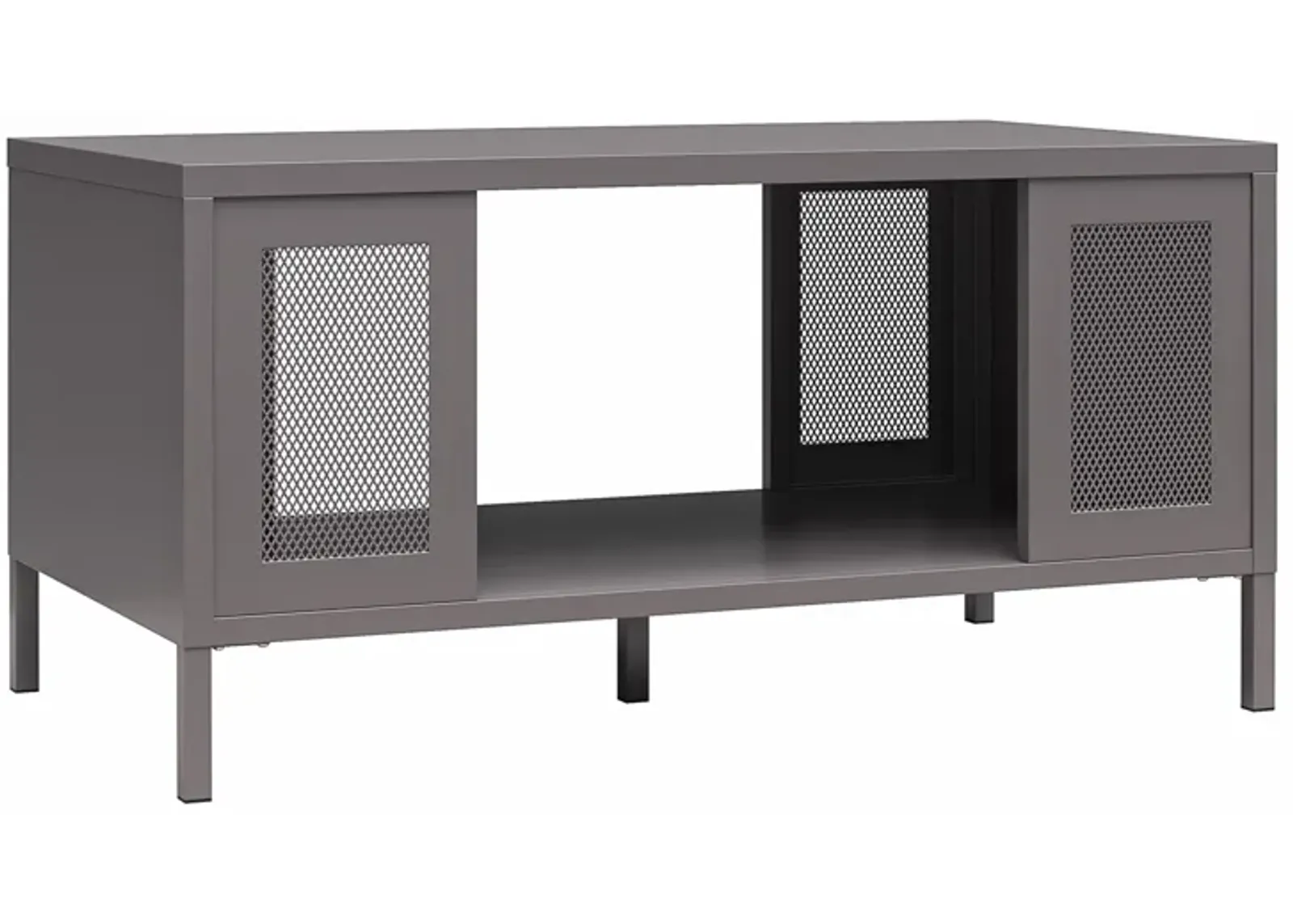 Shadwick Metal Coffee Table with Perforated Metal Mesh Accents