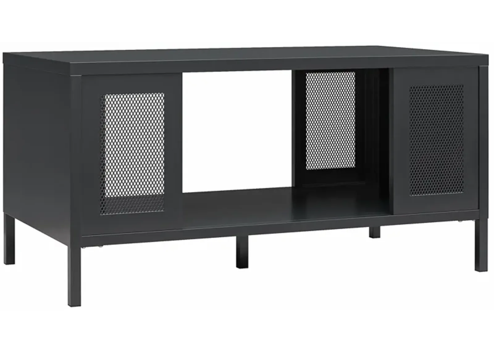 Shadwick Metal Coffee Table with Perforated Metal Mesh Accents