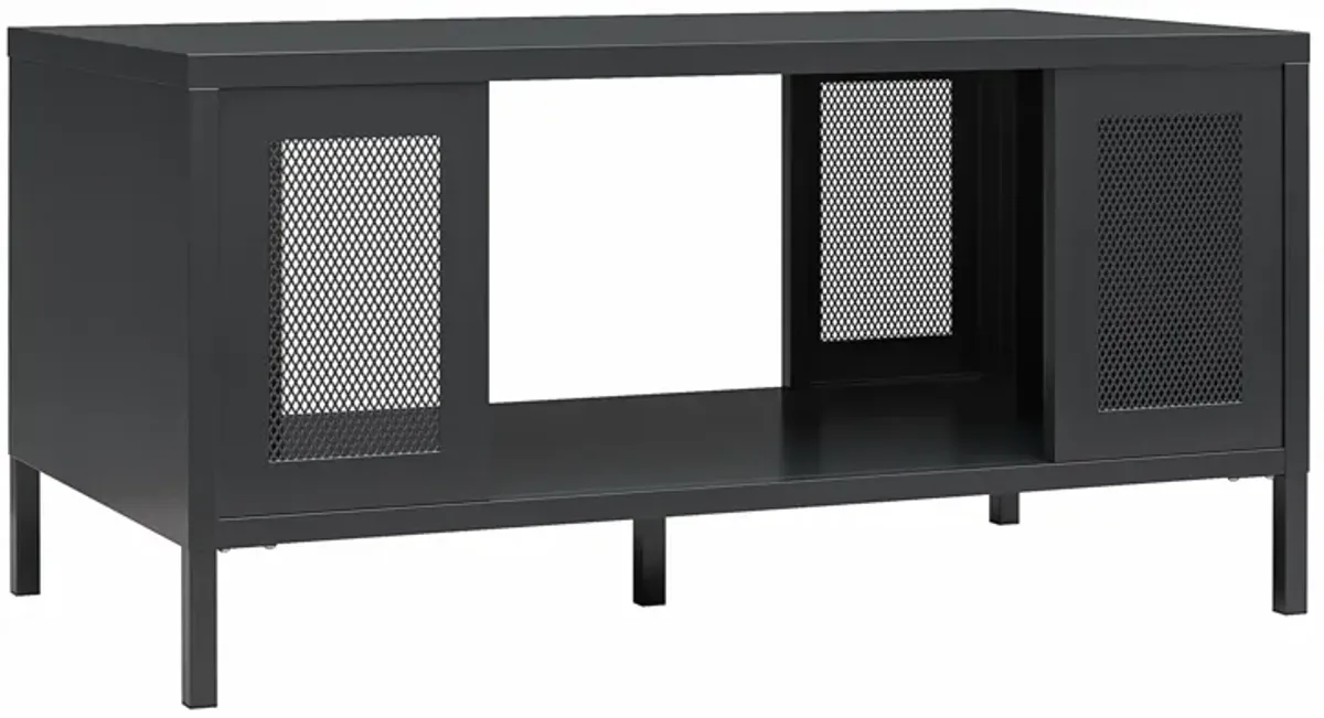 Shadwick Metal Coffee Table with Perforated Metal Mesh Accents