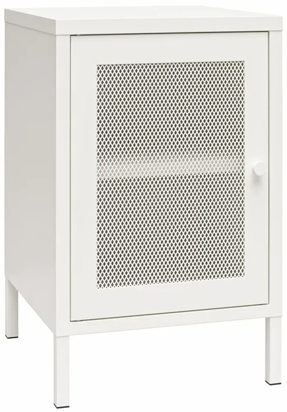 Shadwick 1 Door Metal Living Room End Table with Perforated Metal Mesh Door