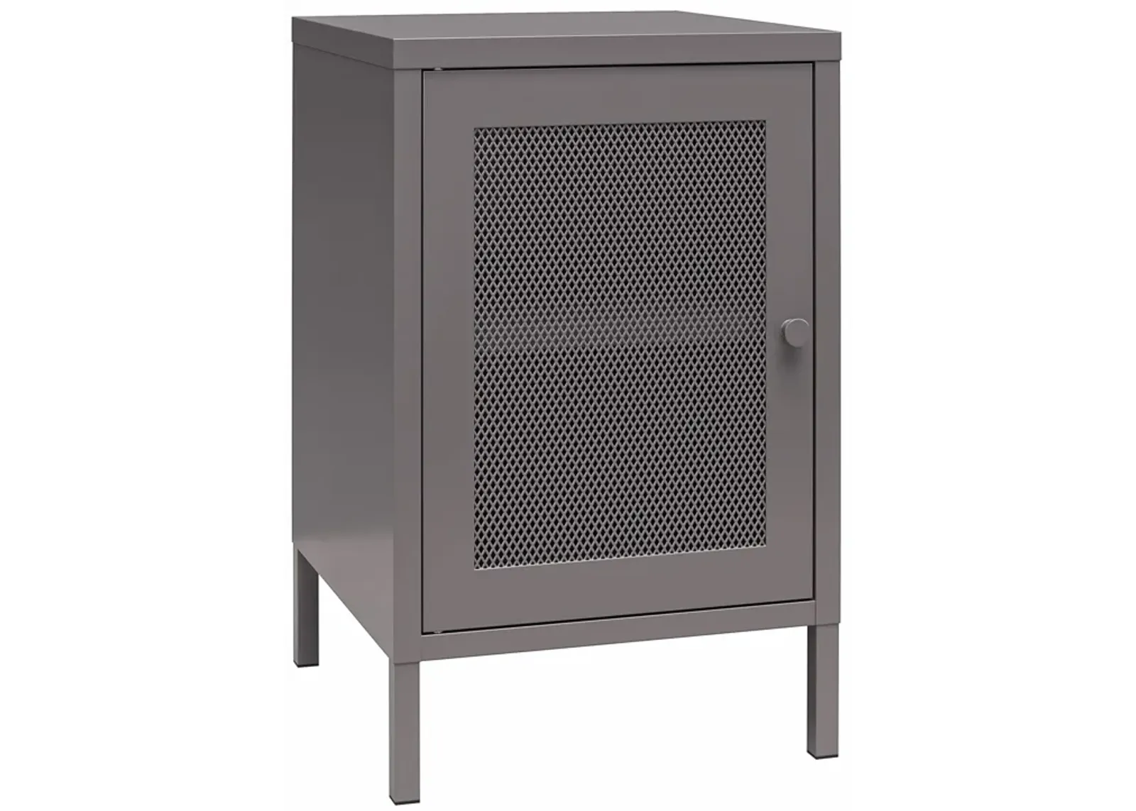 Shadwick 1 Door Metal Living Room End Table with Perforated Metal Mesh Door