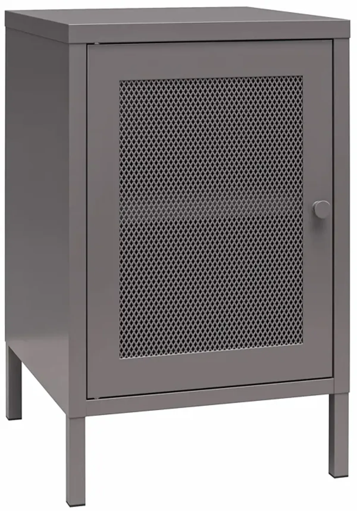 Shadwick 1 Door Metal Living Room End Table with Perforated Metal Mesh Door