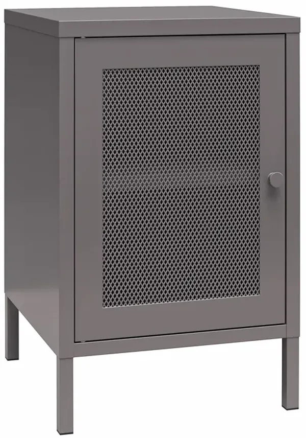 Shadwick 1 Door Metal Living Room End Table with Perforated Metal Mesh Door