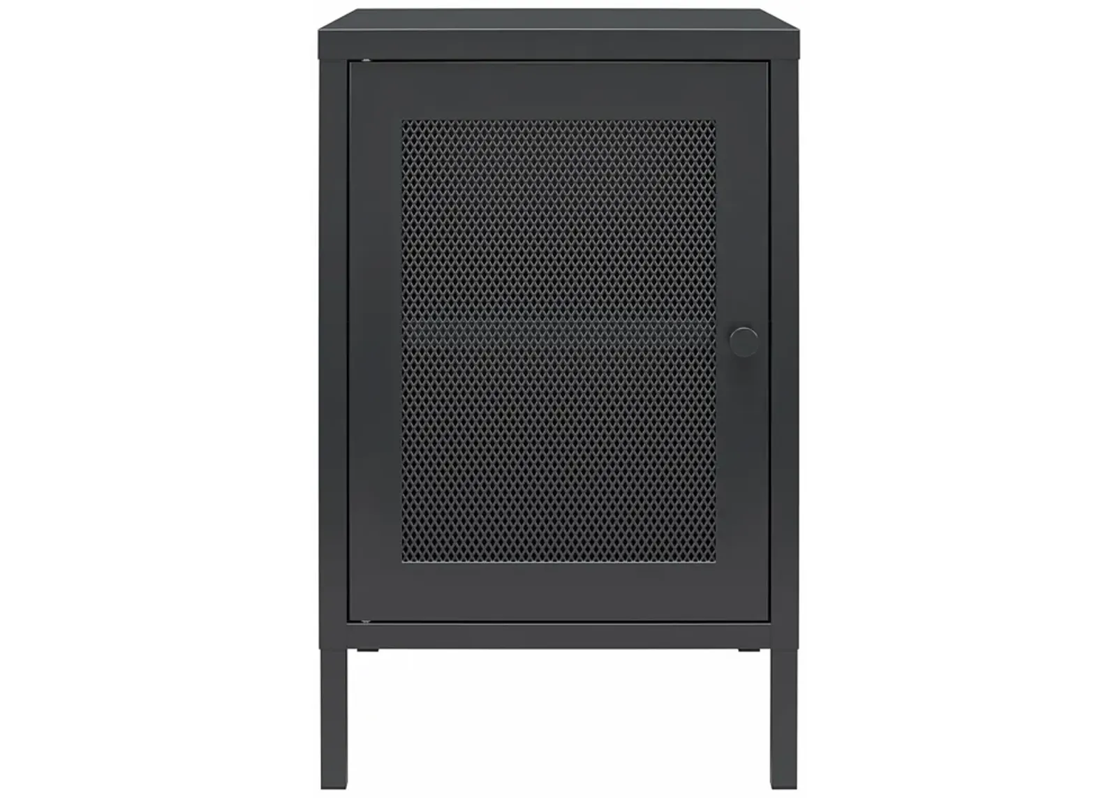 Shadwick 1 Door Metal Living Room End Table with Perforated Metal Mesh Door