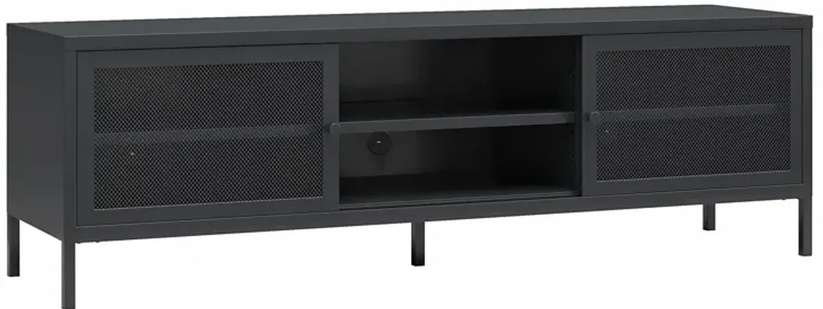 Shadwick Metal TV Stand for TVs up to 65" with Perforated Metal Mesh Accents