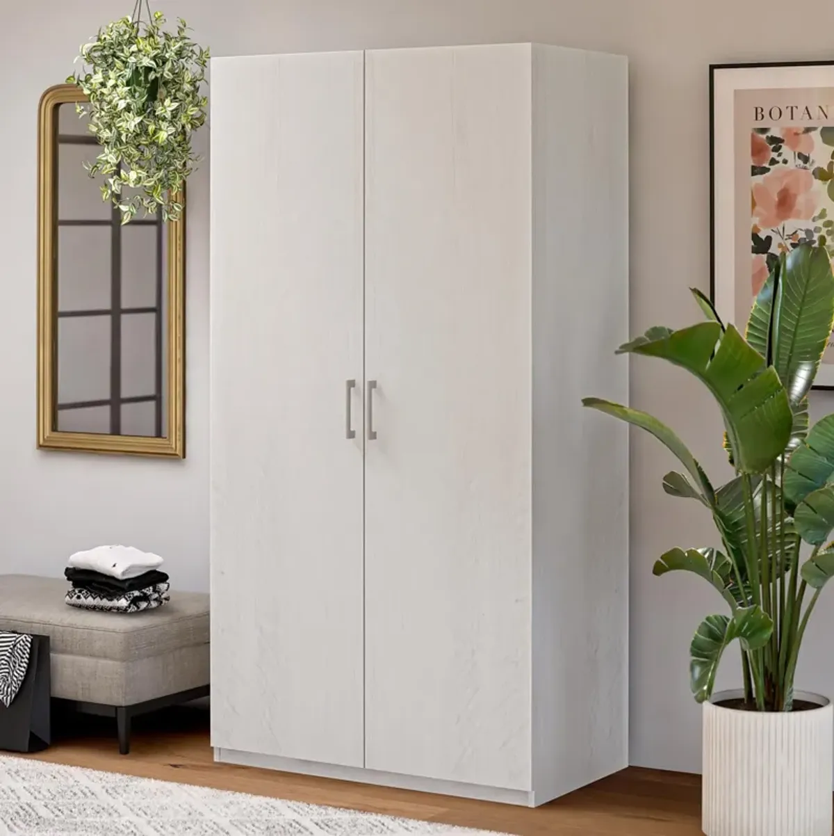 Perry Park Modular Extra Wide Wardrobe with Adjustable Open Shelves and Clothing Rods