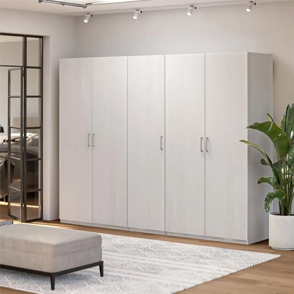 Perry Park Modular Extra Wide Wardrobe with Adjustable Open Shelves and Clothing Rods