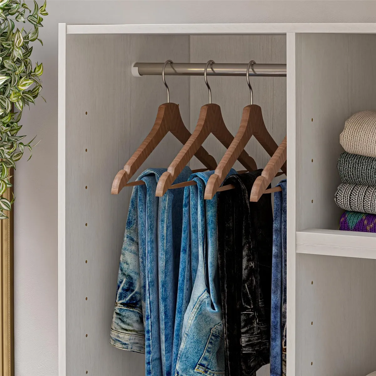 Perry Park Modular Extra Wide Wardrobe with Adjustable Open Shelves and Clothing Rods