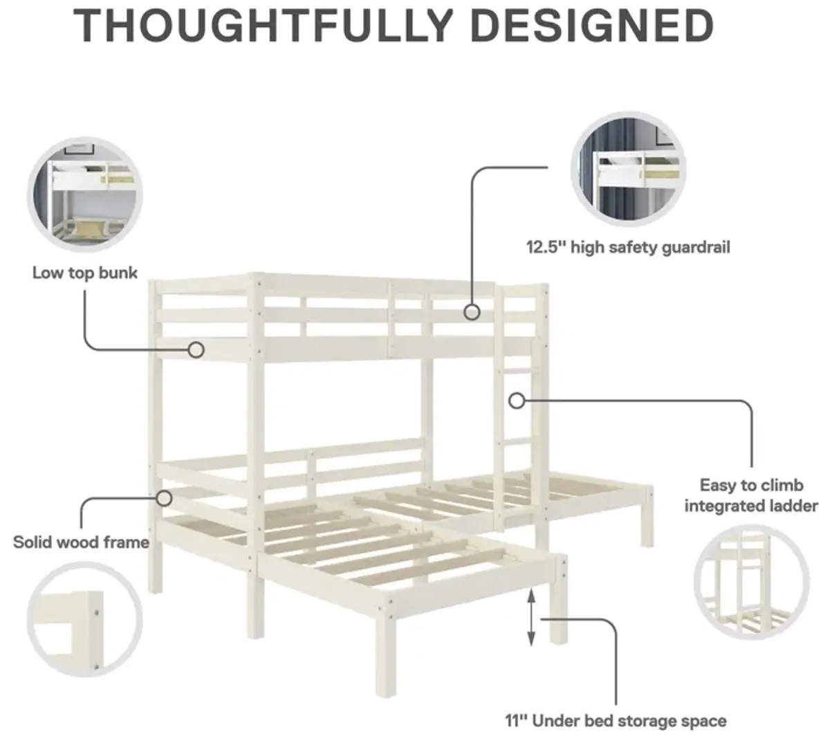 Casey L-Shaped Corner Triple Bunk Bed