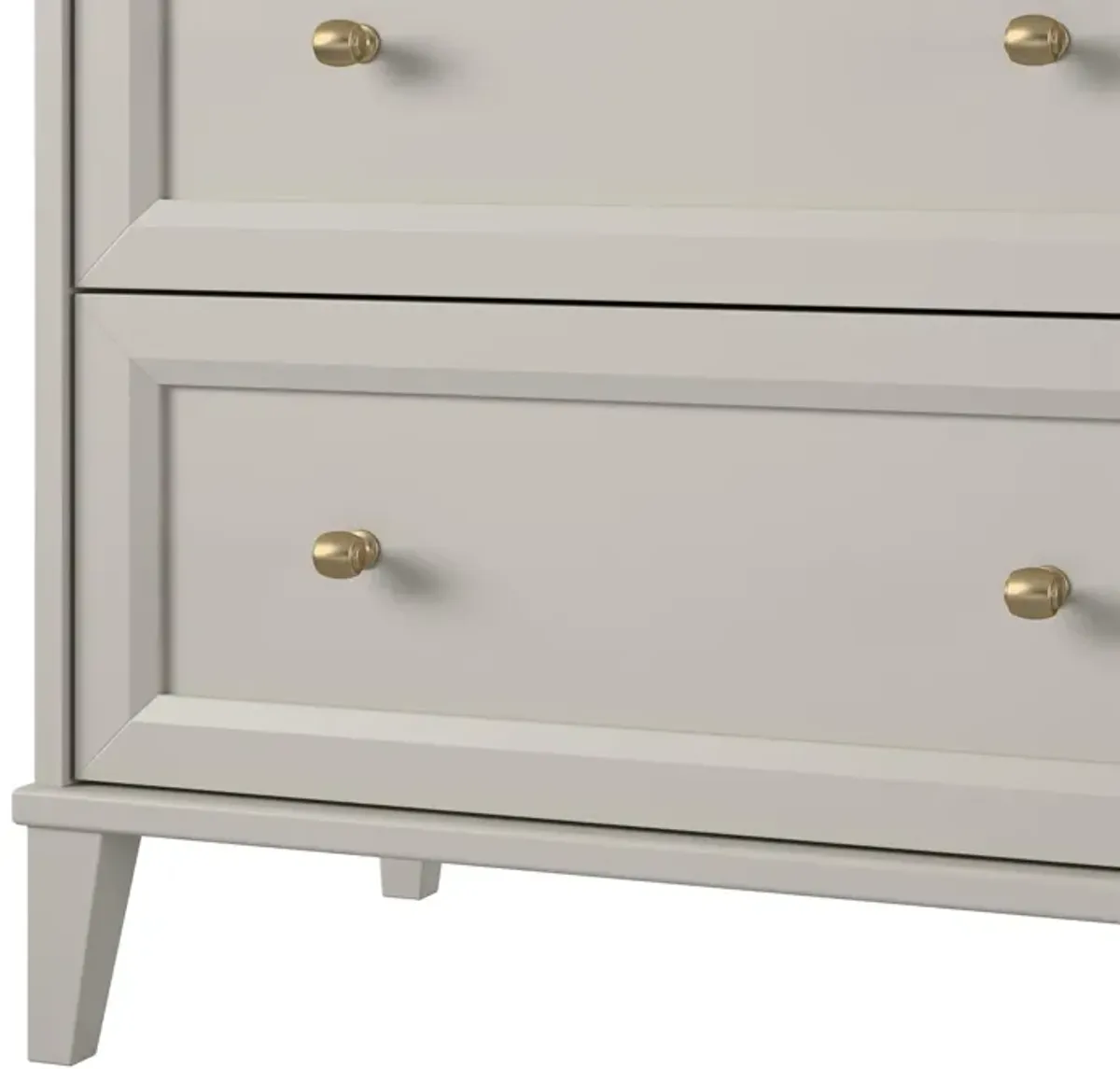 Monticello Wide 6 Drawer Dresser with Gold Accents