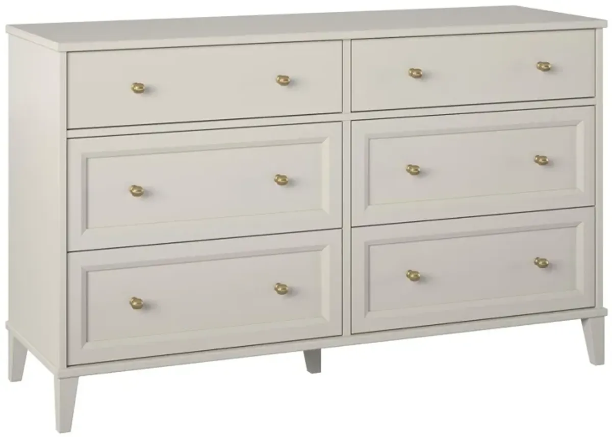 Monticello Wide 6 Drawer Dresser with Gold Accents