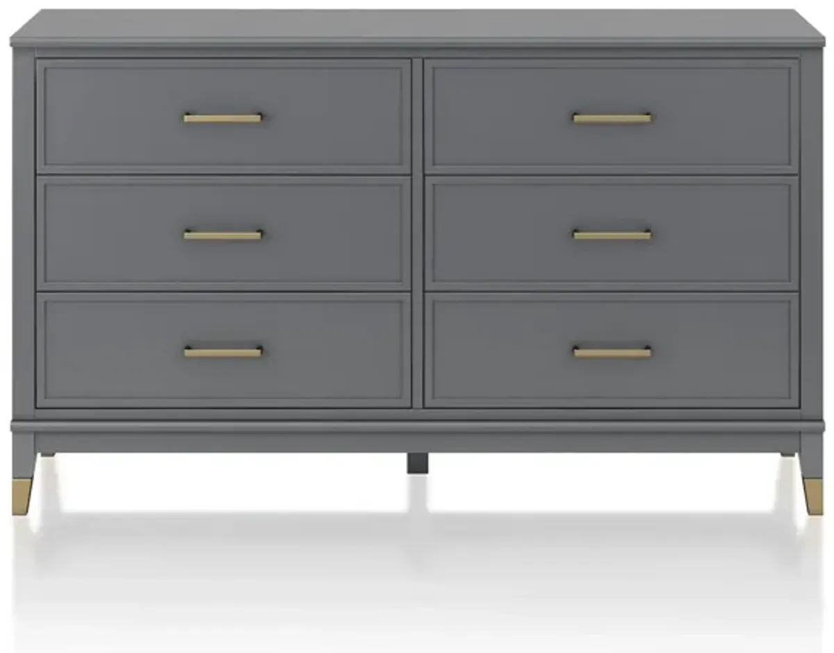 Westerleigh 6 Drawer Dresser with Gold Knobs