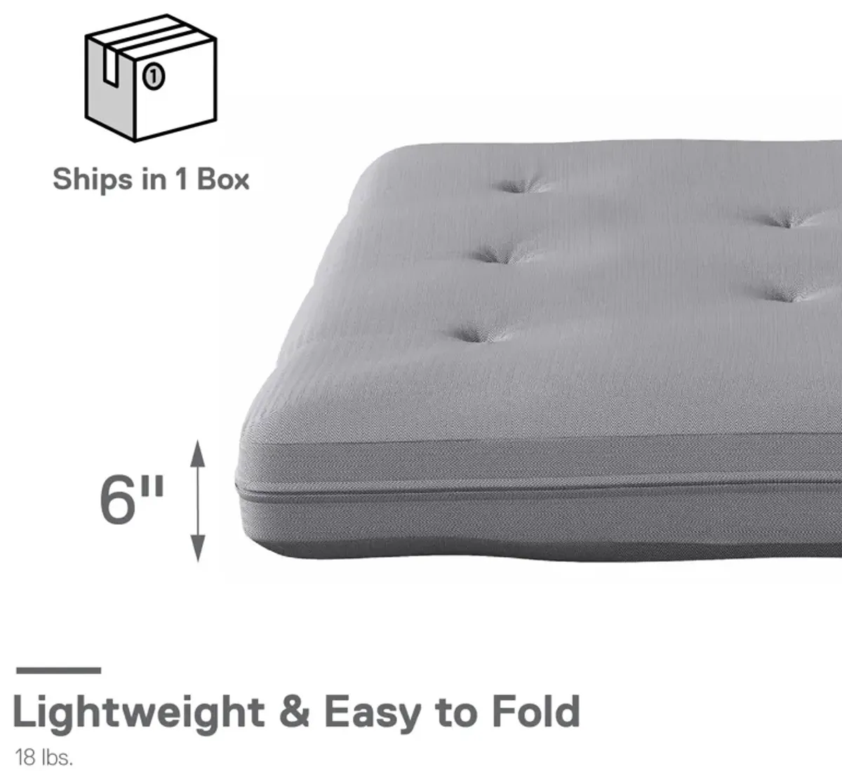 Caden 6 Inch Full Size Poly Filled Futon Mattress