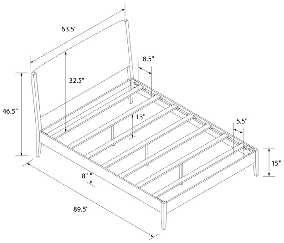 Dacin  Wood and Upholstered Platform Bed